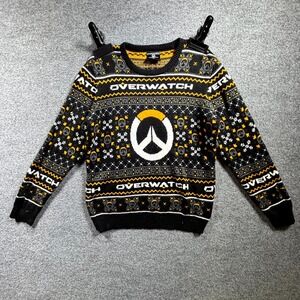 Overwatch Sweater Men XL Black Multi Knit Blizzard/ThinkGeek Ugly Christmas Cozy